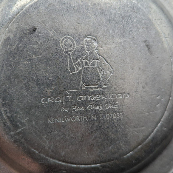 Vintage Pewter Cheese tray plate Craft American By Bon Chef Kenilworth NJ 9 inch - Picture 2 of 11